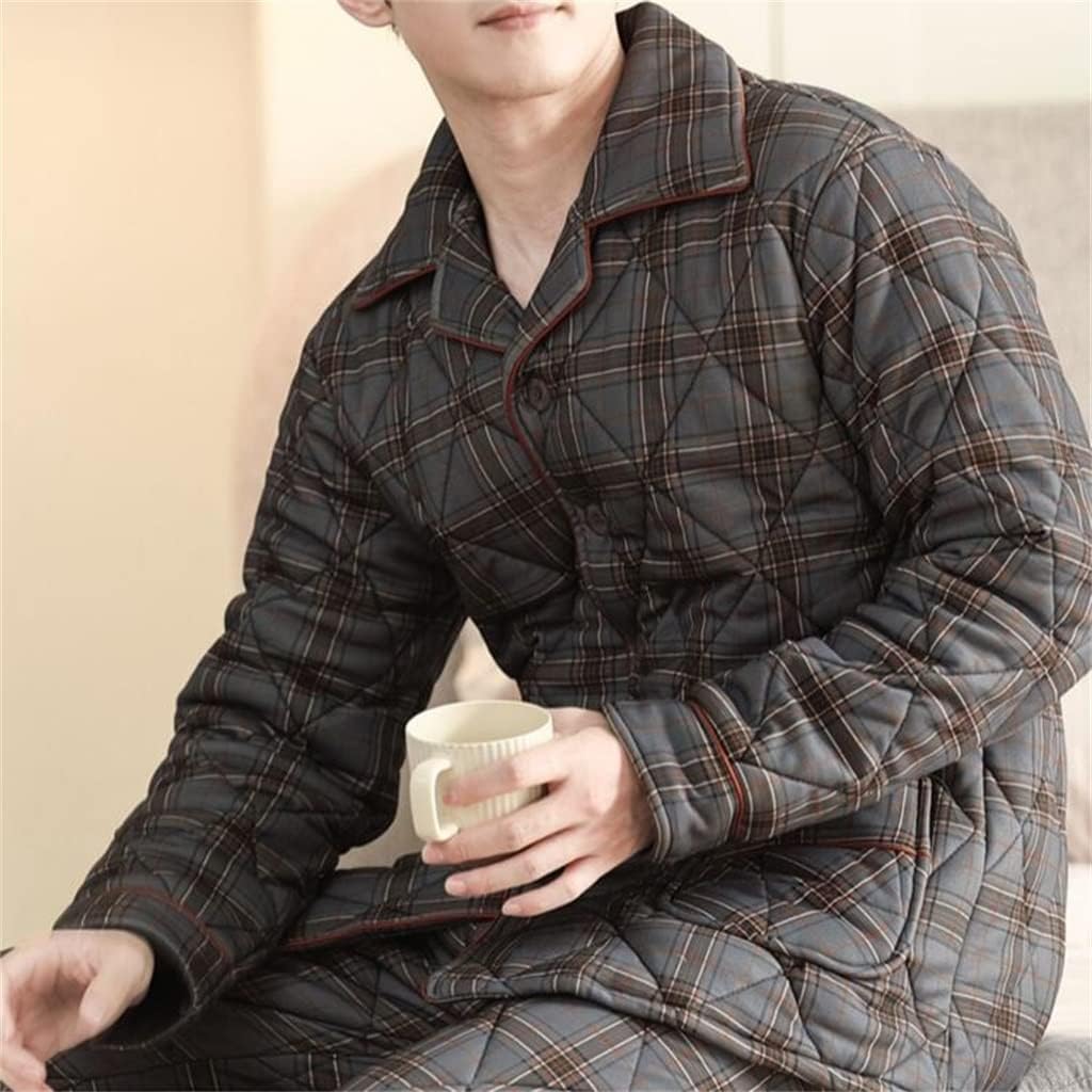 Men's Pajamas Winter Cotton Clip Padded Jacket Thickened Warm Plus Clothing Home Service Set