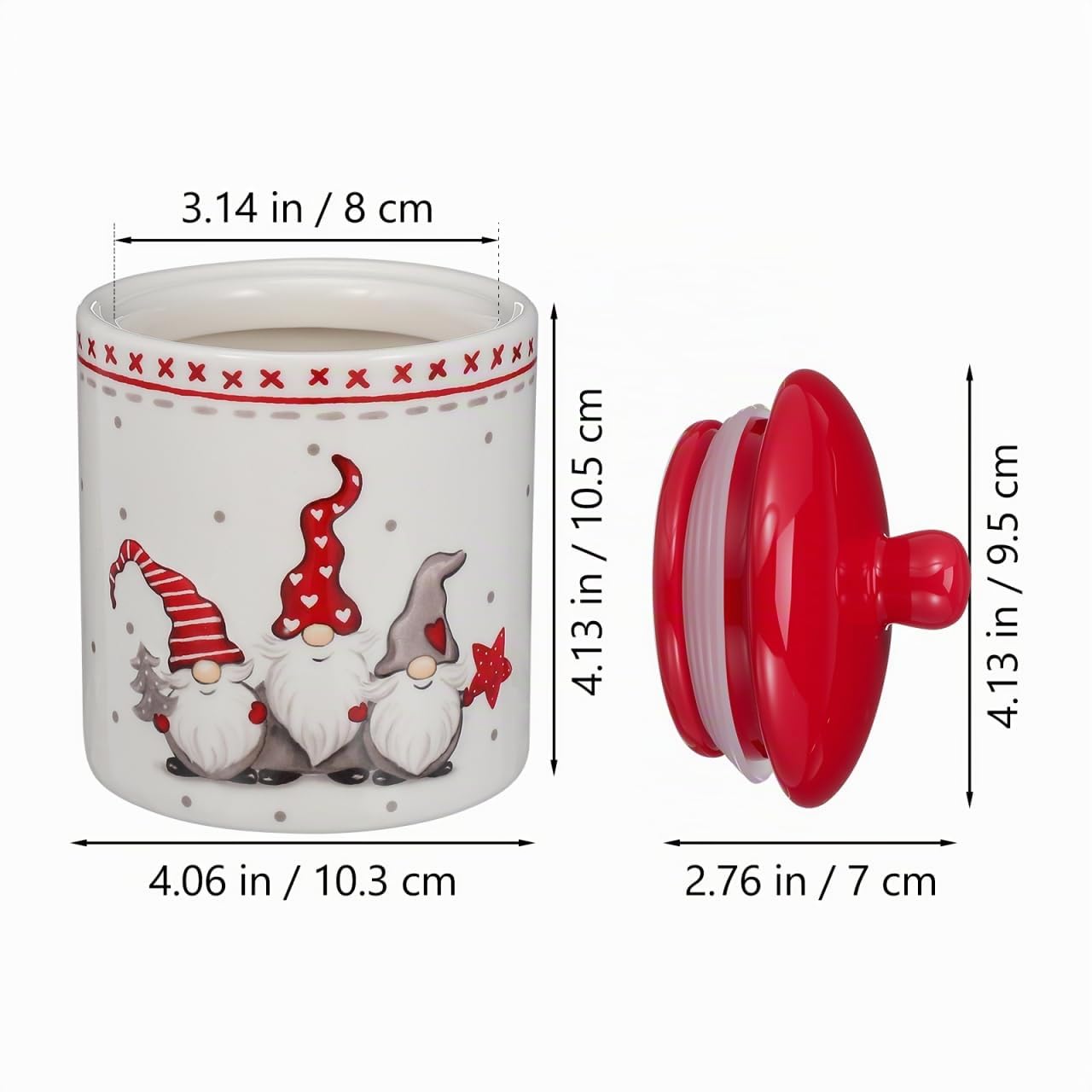 HEMOTON 2 Pièces Boîte De Bonbons Gnome Boîte à Biscuits De Noël Pot De Biscuits Sucrés Pot De Thé Scellé Grains De Noël Peuvent Gardien De Sucre Pot Rond Boîte Ronde Nourriture Céramique