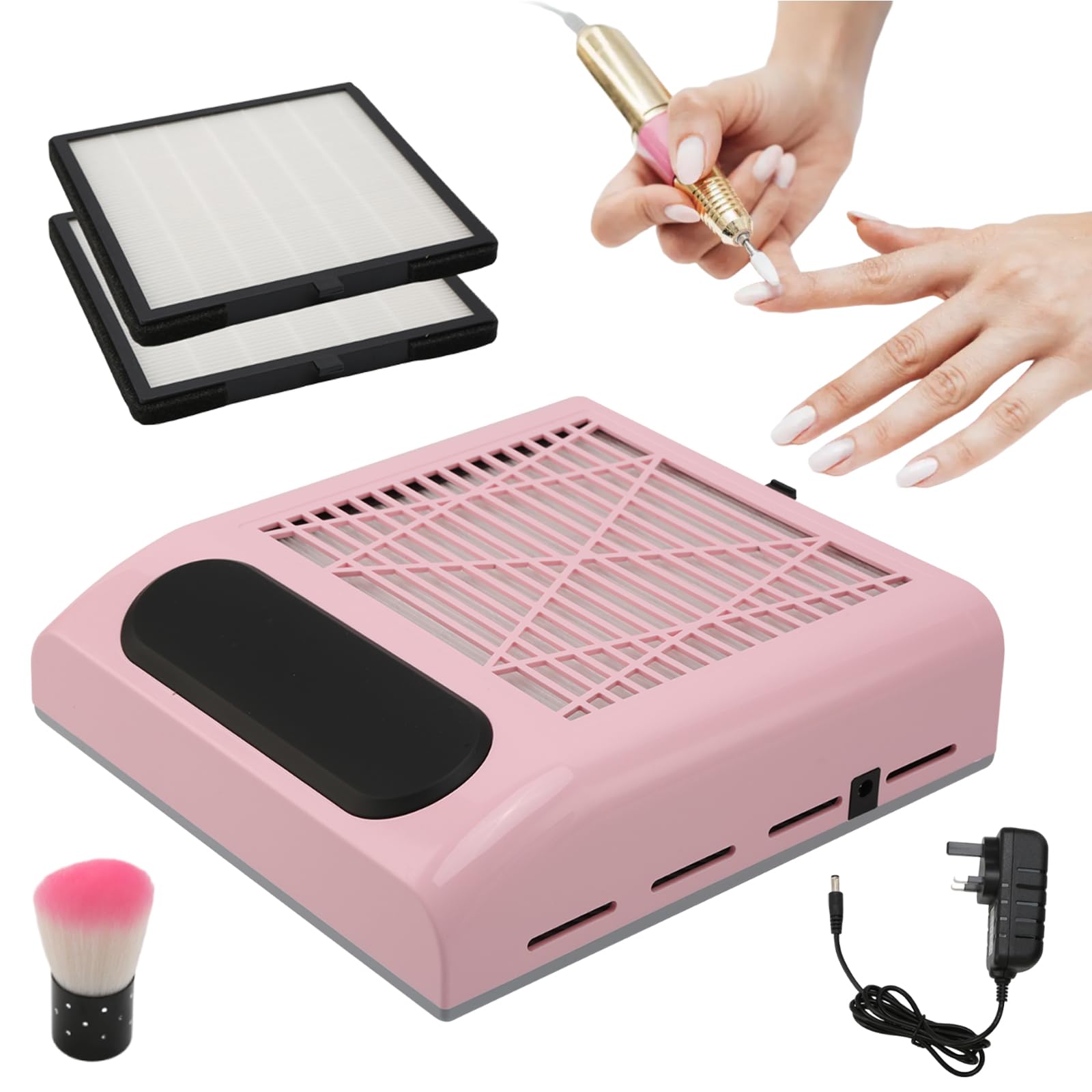 Collecteur de poussière d'ongles avec 2 filtres réutilisables appareil de soin durable