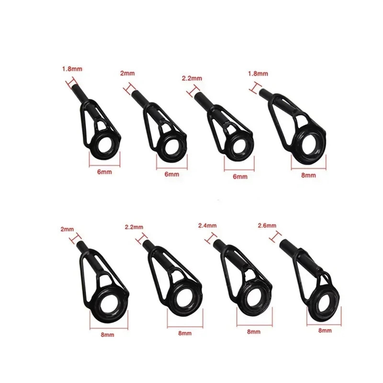 Pacchetto di Riparazione Superiore di Canna da PES Anelli di Ricambio for Punte di canne da Pesca in Acciaio Inossidabile, Confezione da 48 Pezzi, Diverse Misure(8pcs)