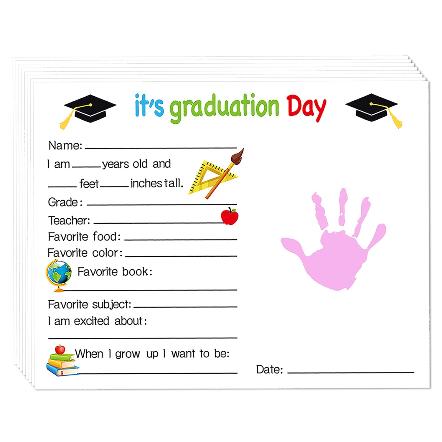 Last Day of School Handprint Crafts,Pre k Preschool Kindergarten 5th grade Graduation Decorations,Gifts for Kids Grad Party Decorations,End of School Year Gifts for Kids Graduation Ceremony ITGD