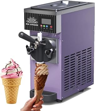 Soft Serve Ice Cream Machine for Home,Countertop Soft Serve Ice Cream Maker,4-5 Kg/H Yield,with Pre-Cooling,Auto Clean,LCD Panel Soft Serve Maker Single Flavor Soft Serve Ice Cream Machine,Purple