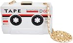 QZUnique Tape Shaped Shoulder Bag Radio Recorder PU Crossbody Bag حقيبة السهرة الرجعية للنساء حقيبة يد حقيبة يد كلاتش