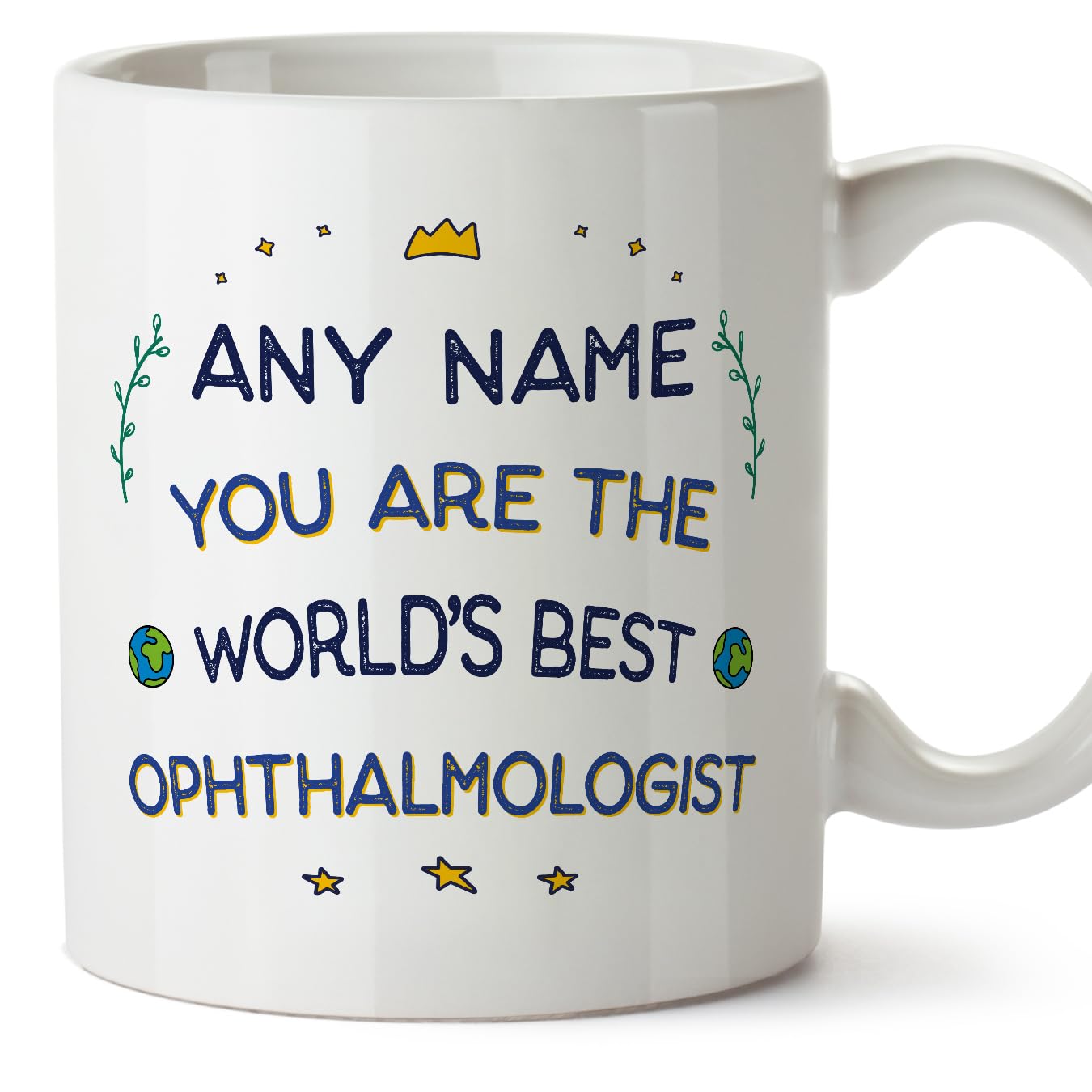 MUGFFINS Personalised Mug for Ophthalmologist - in English - World's Best - Funny Custom Gift for Colleagues - Ceramic 11oz Mug
