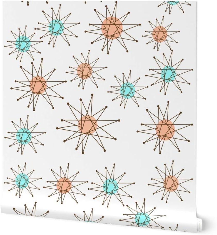 Peel & Stick Wallpaper 6ft x 2ft - Pattern Mid Century Modern Atomic Era Vintage Retro Custom Removable Wallpaper by Spoonflower