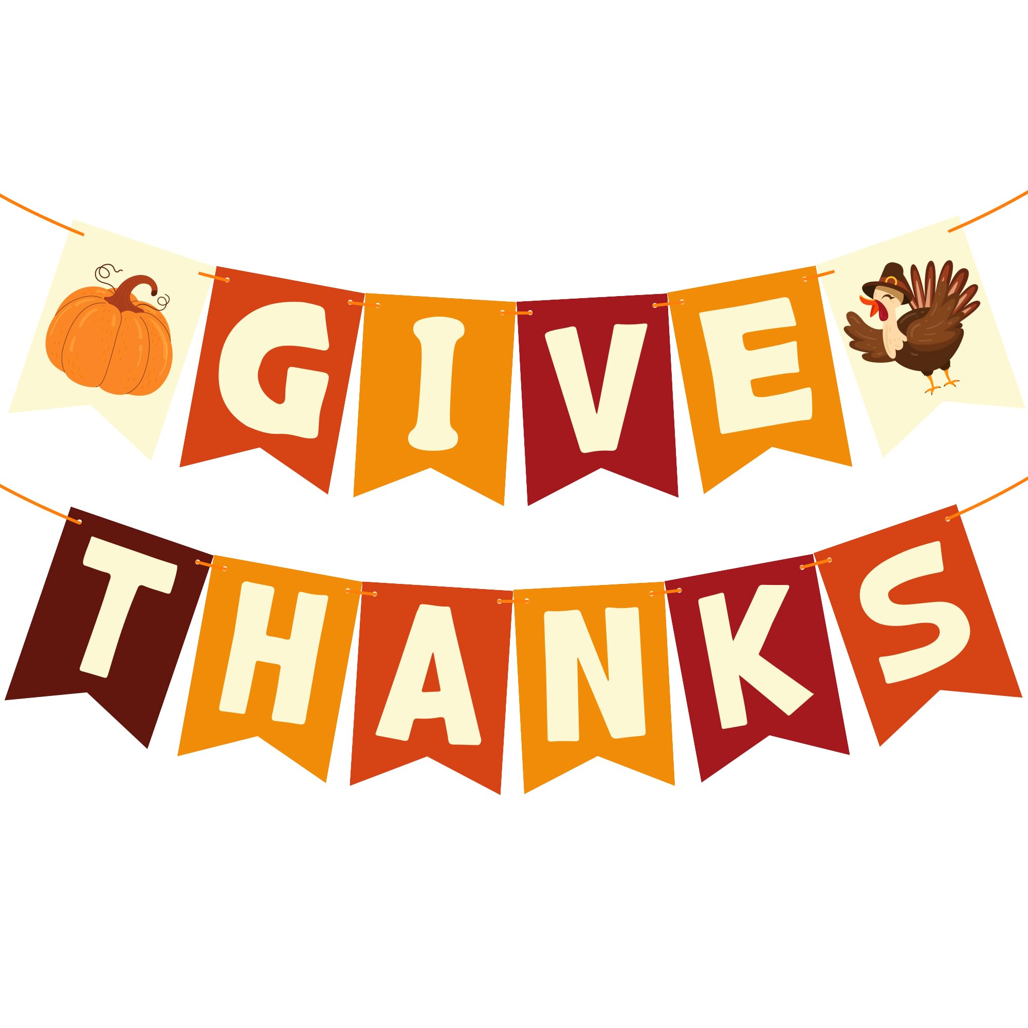 OHOME Thanksgiving Decorations - GIVE THANKS Banner | Friendsgiving Party Decorations for Indoor Outdoor Outside - Thanksgiving Garland for Front Door | THANKSGIVING Backdrop Wreath for Window Wall
