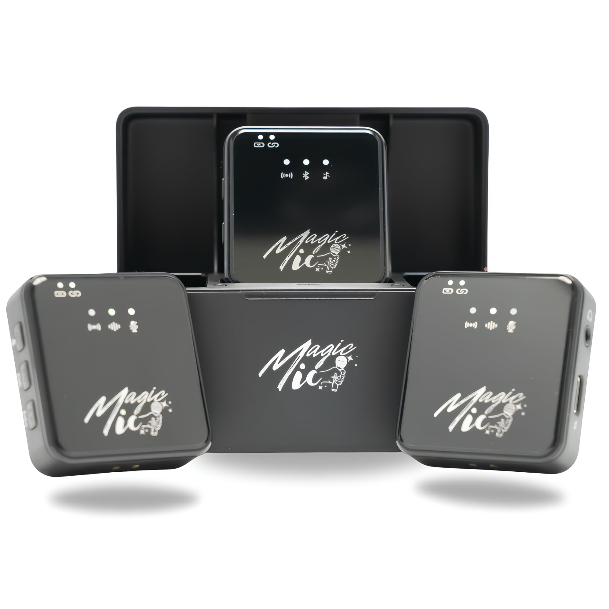 MagicMic™ Microfono (3a generazione) Content Creation Microfono, Lavalier radio con cancellazione del rumore per PC, iPhone, interviste, YouTube, Vlog (2 trasmettitori + 1 ricevitore + scatola di