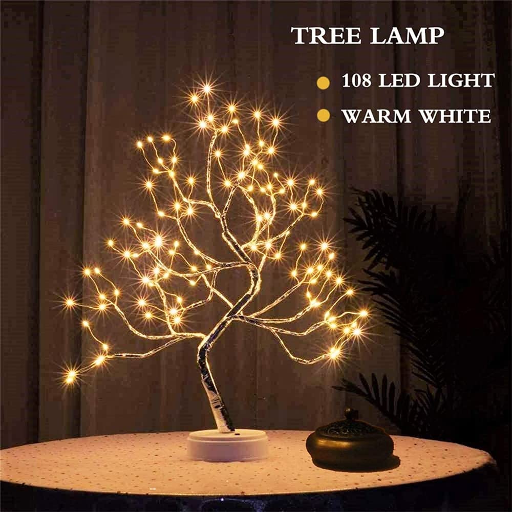 Luces Navidad DIRIGIÓ Luz de noche Mini Árbol de Navidad Alambre de cobre Lámpara de guirnalda para niños Dormitorio para niños Decoración Decoración Luz de hadas Iluminación Guirnalda Luces