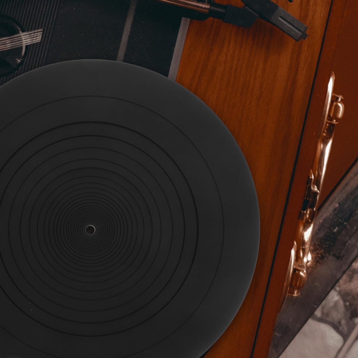 SEWACC Alfombrillas de Silicona Antielectrostáticas Mantienen Limpio y Estable el Plato Giratorio 2 Piezas Negras, Suaves y Seguras para Discos para Tocadiscos de Vinilo