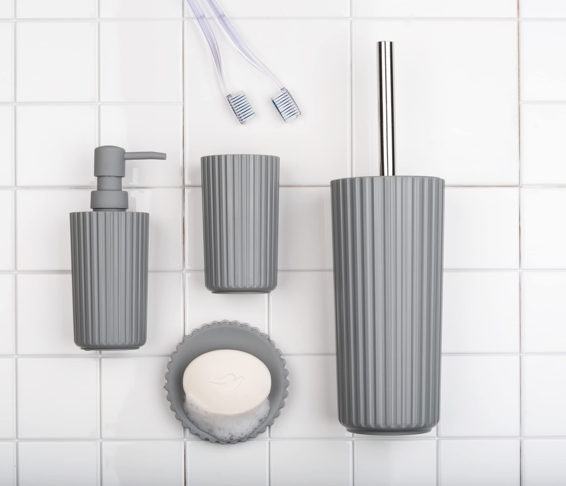 Wenko ALLSTAR Toilet Set Polypropylene Grey Diameter 10 x 34 cm - Image 2