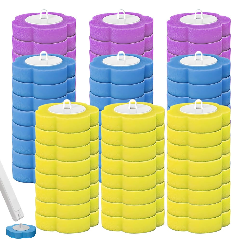 72 PCS Disposable Toilet Bowl Brush Refills, Disposable Toilet Cleaning System, Toilet Brush Replacement Head, Toilet Wand Disposable Refill Heads Pads for Sink Bathtub Wash Basin Mop Pool, 3 Flavors