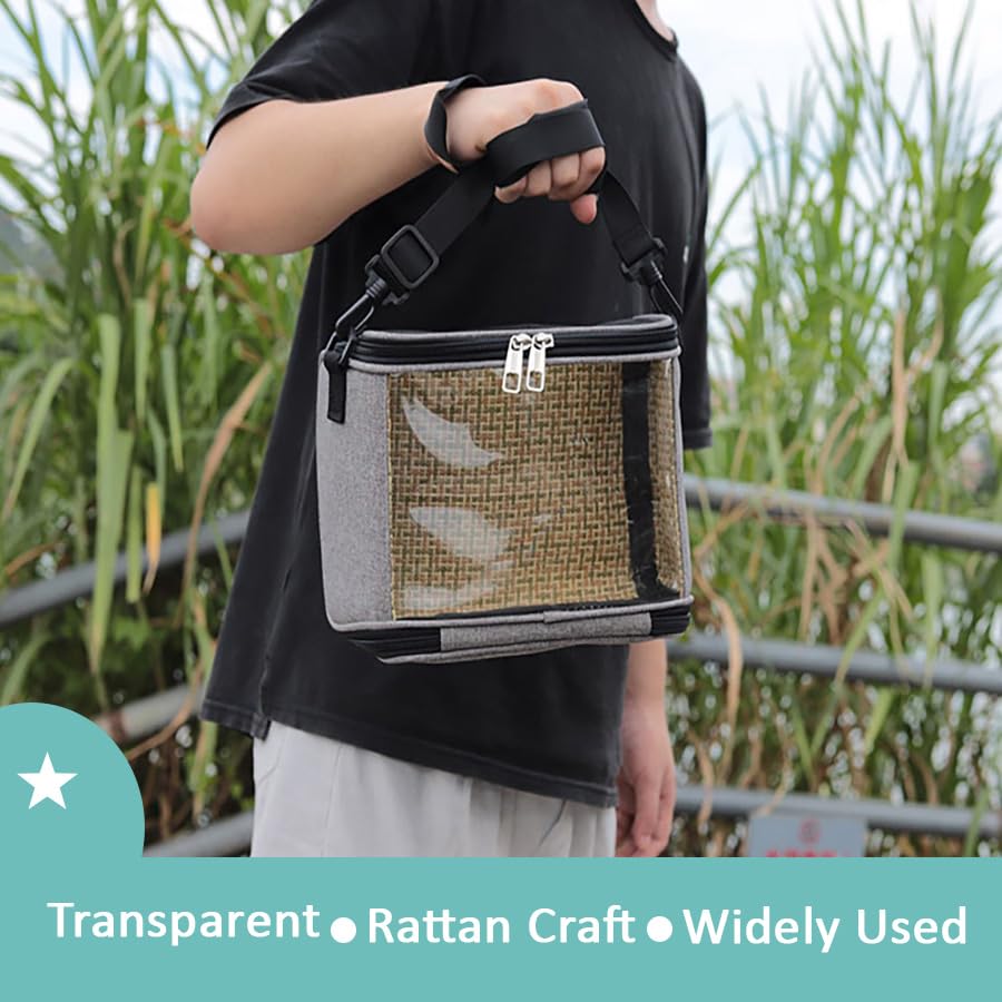Image of FLEXMAN Bird Carrier Bag, Portable Small Bird Travel Cage, Transparent Lightweight Breathable, Two Way Zipper Parrot Travel Cage with Side Pockets for Parrots, Birds, Hamsters, Small Lizards (Grey)