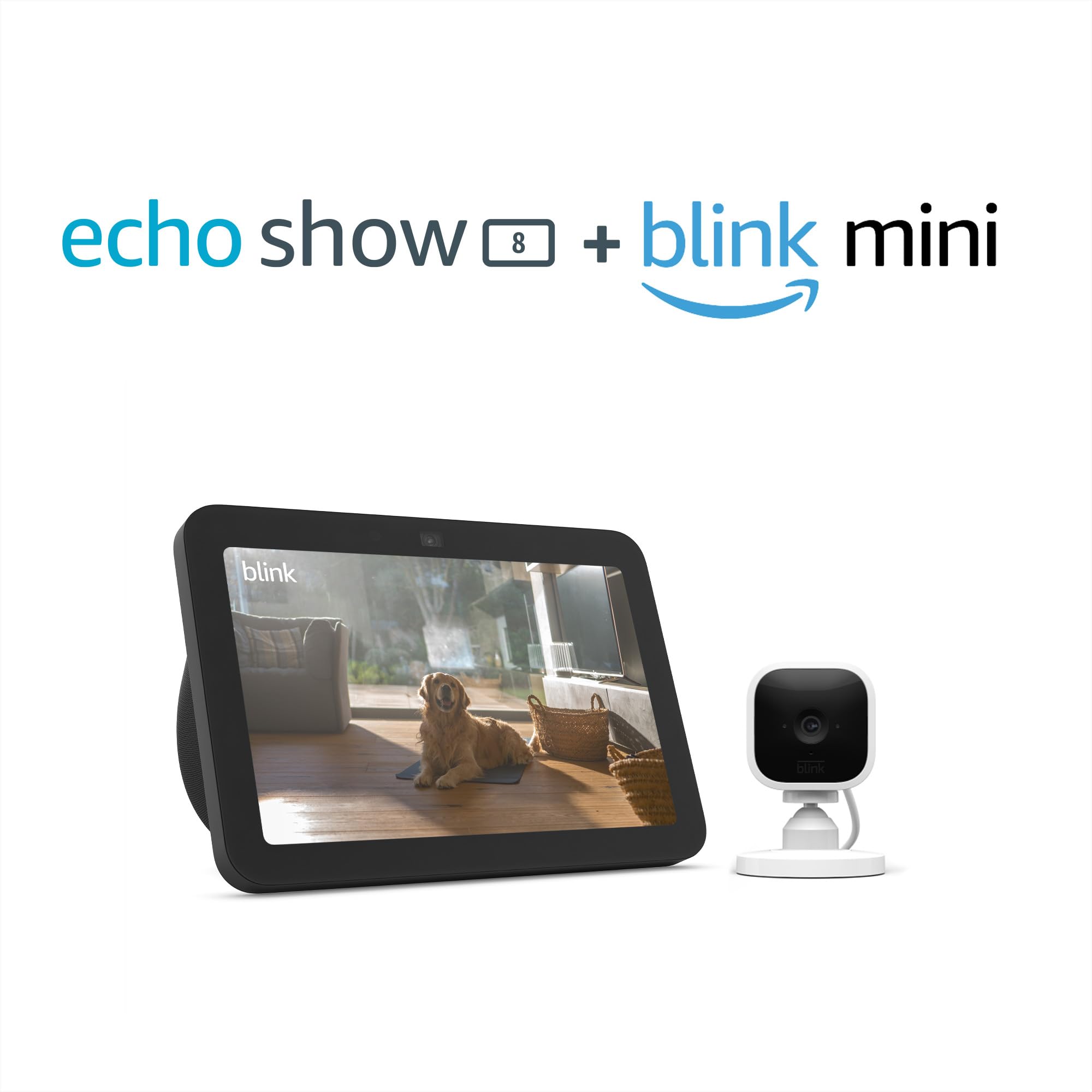 Echo Show 8 3rd Gen 2023 release with Blink Mini Charcoal