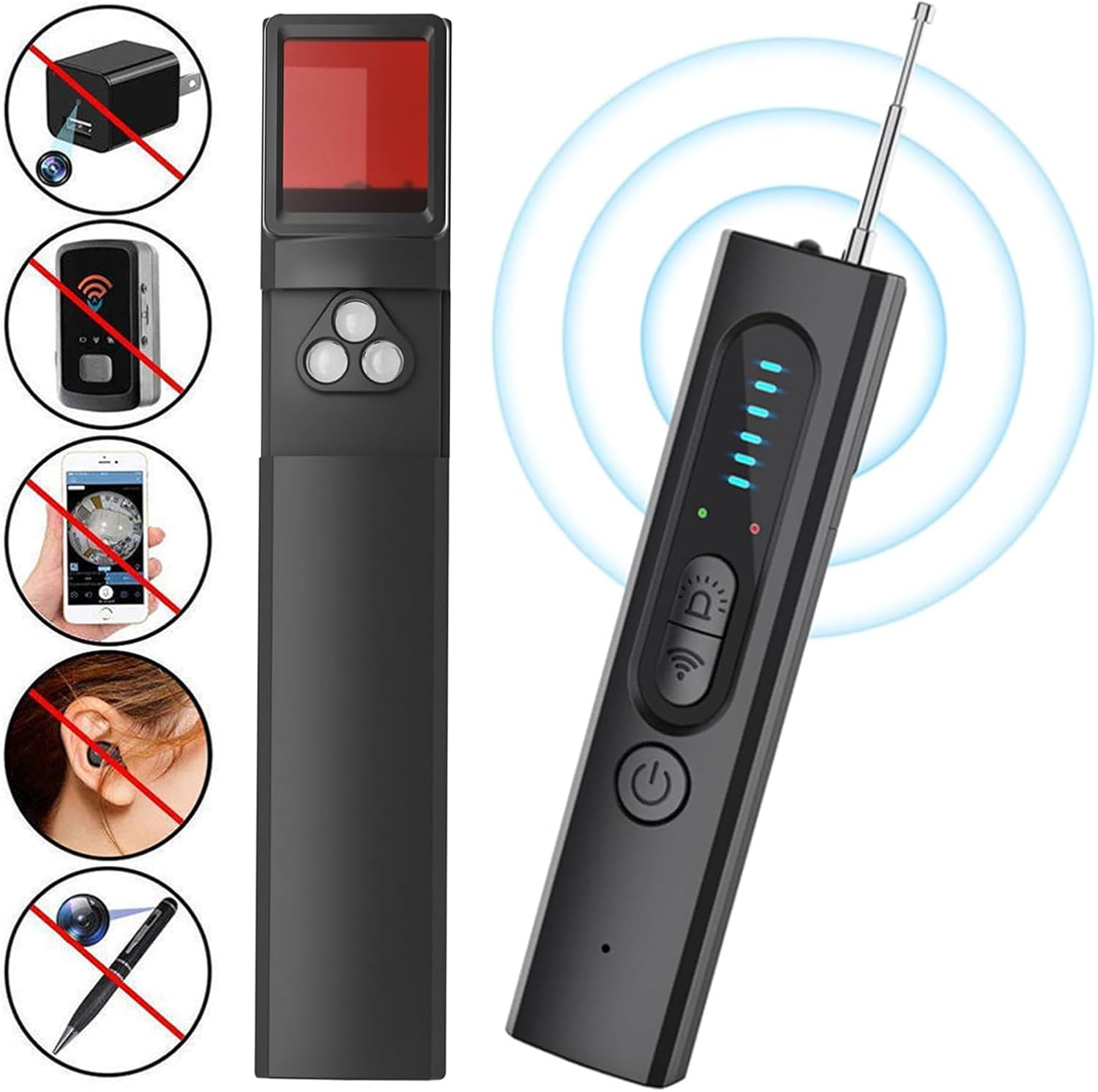 Hidden Camera Detectors for Travel, Wireless Signal Scanner for Travel, Hidden Device GPS Detector Bug Detector, Bug Detector Electronic Sweeper, RF Signal Detector, 5 Levels Sensitivity 4 Modes