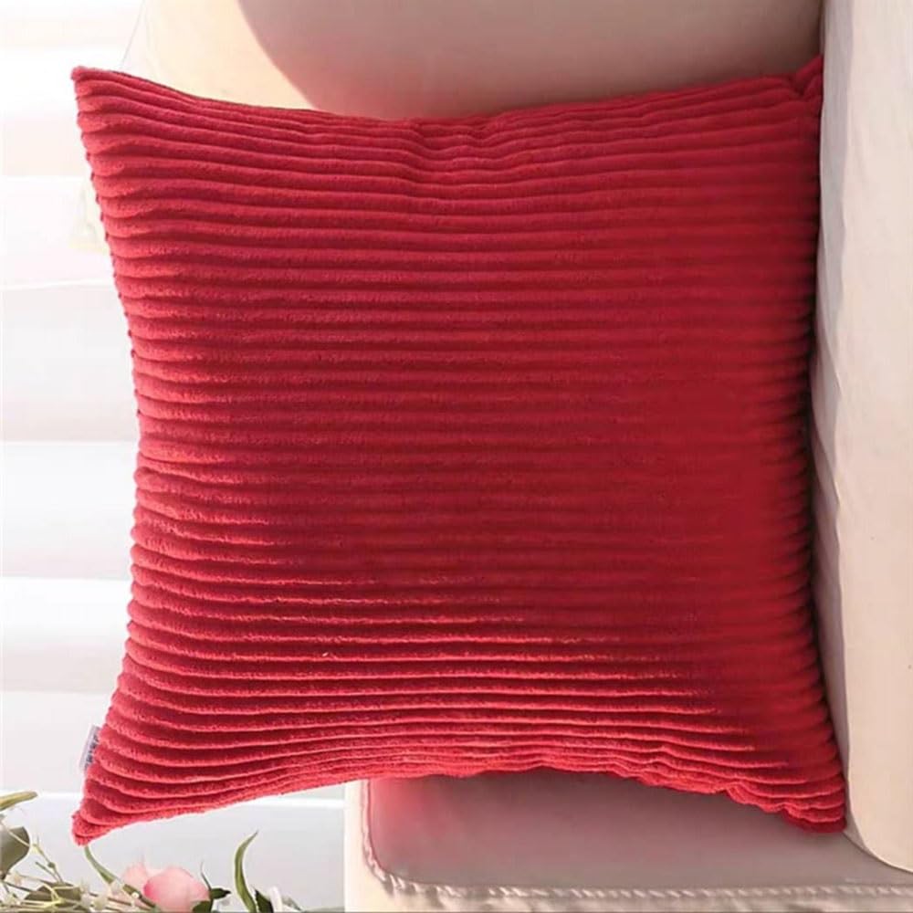 SWJ-swjssb Super King Size Pillow Cases 80x80 75x75 Cm,Square Extra Large Cushion Covers Soft Throw Pillow Cover With Zipper Corduroy Decorative Pillowcases For Sofa Couch(Red,26x26 inch 1pc) โ image 1