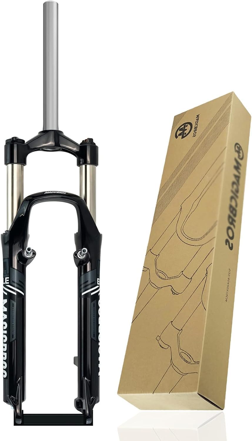HOMSXPAC 26Inch MTB Travel 100mm Mountain Bike Front Forks 1-1/8" Straight Tube Manual Control Disc V Brake QR 9mm Fork