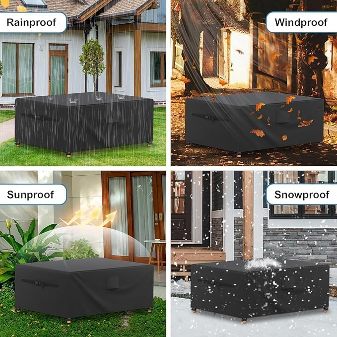 Outdoor Garden Furniture Covers， 420D Oxford Fabric,Patio Furniture Cover for Outside Rectangle,Table and Chair Set, Rattan Furniture Set 108" L x 36" W x 30" H/ 275x92x75cm
