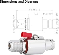 Vista 4 de Pararrayos N Hembra a N Hembra Mamparo Protector contra sobretensiones de relámpago IP67 con tubo de gas de 90 V 50 Ohm DC-3GHz