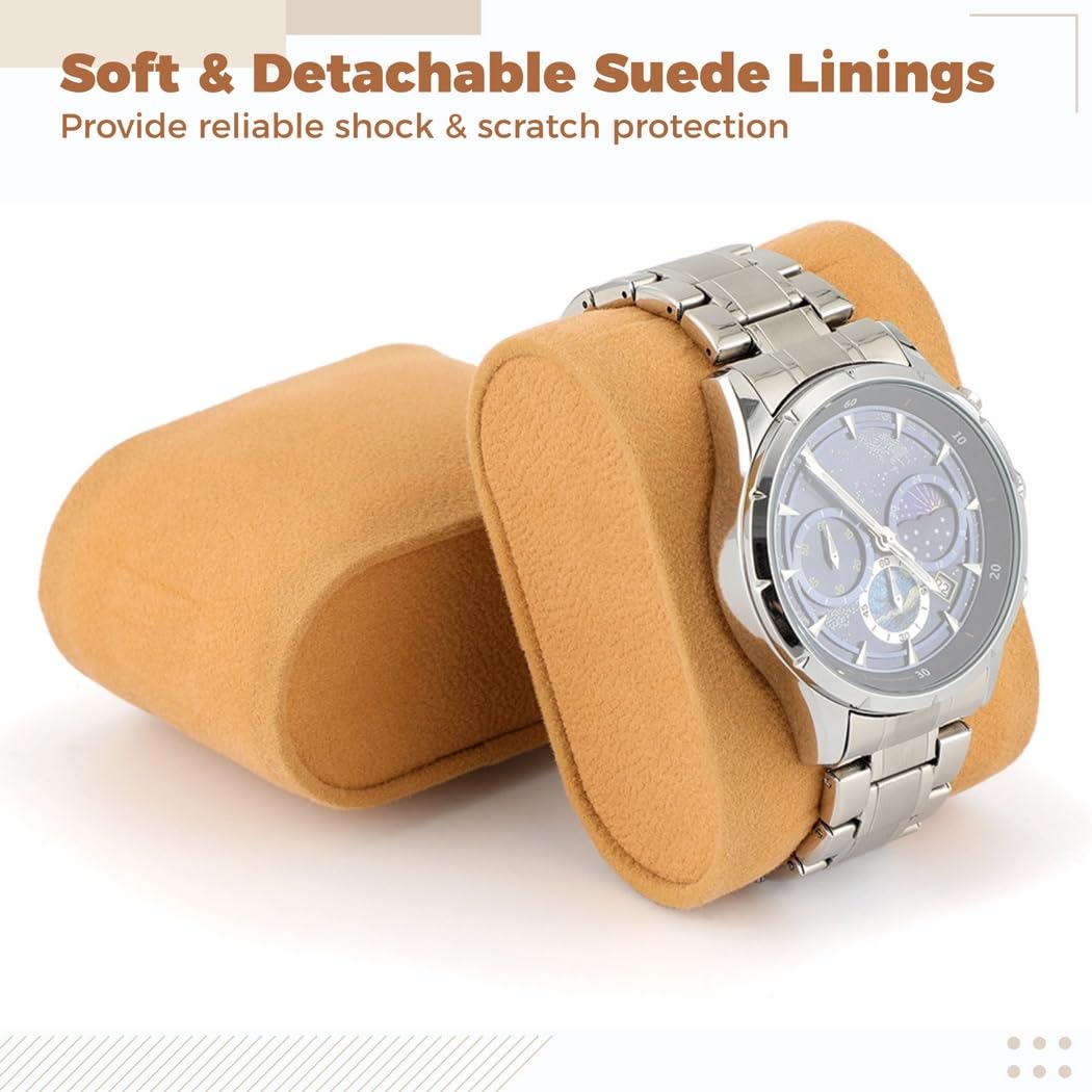 Caja de reloj de madera, organizador de relojes de 6 ranuras para hombre con parte superior de cristal, vitrina de madera lacada brillante, caja de regalo elegante para hombres, regalo del día