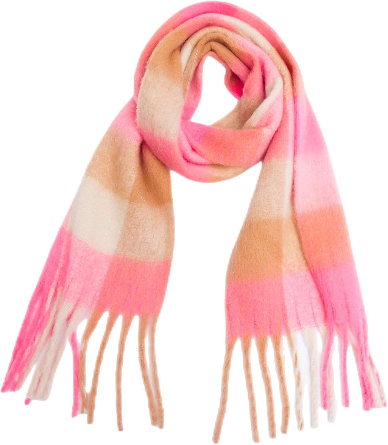 Large Chunky Plaid Scarf Coloured Checked Oversized Scarf Tassel Soft Fall Winter Thick Warm Shawl Women