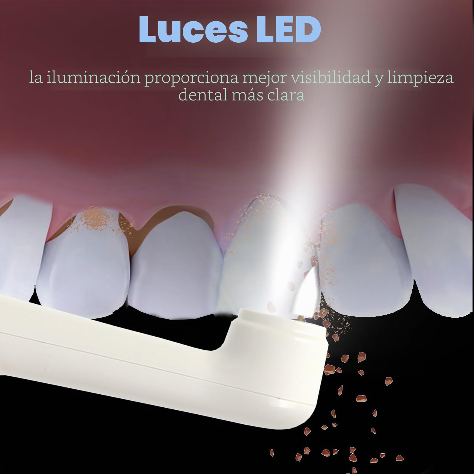 Pulidor dental, kit de Blanqueamiento dental recargable para limpieza y blanqueamiento dental, con 3 tipos de pasta de pulido dental, 5 cabezas de cepillo, 5 modos de velocidad, lámparas led