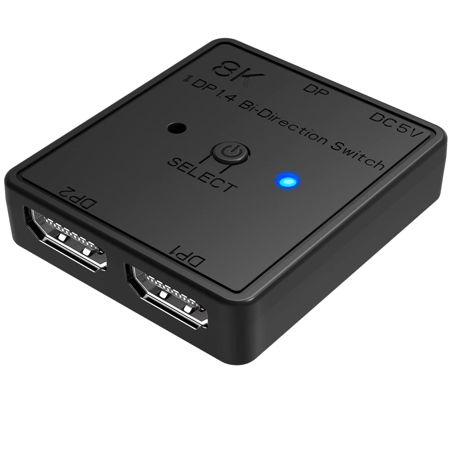 Multi Display Splitter, Bidirectional Switcher, 1DP14 Bi-Direction Switch for PC/Projector/TV/Gaming Coinsole Laptop HD player/DVD-player/PS3/4/5 Monitor Support 8K@30HZ/5K@60HZ/4K@120HZ