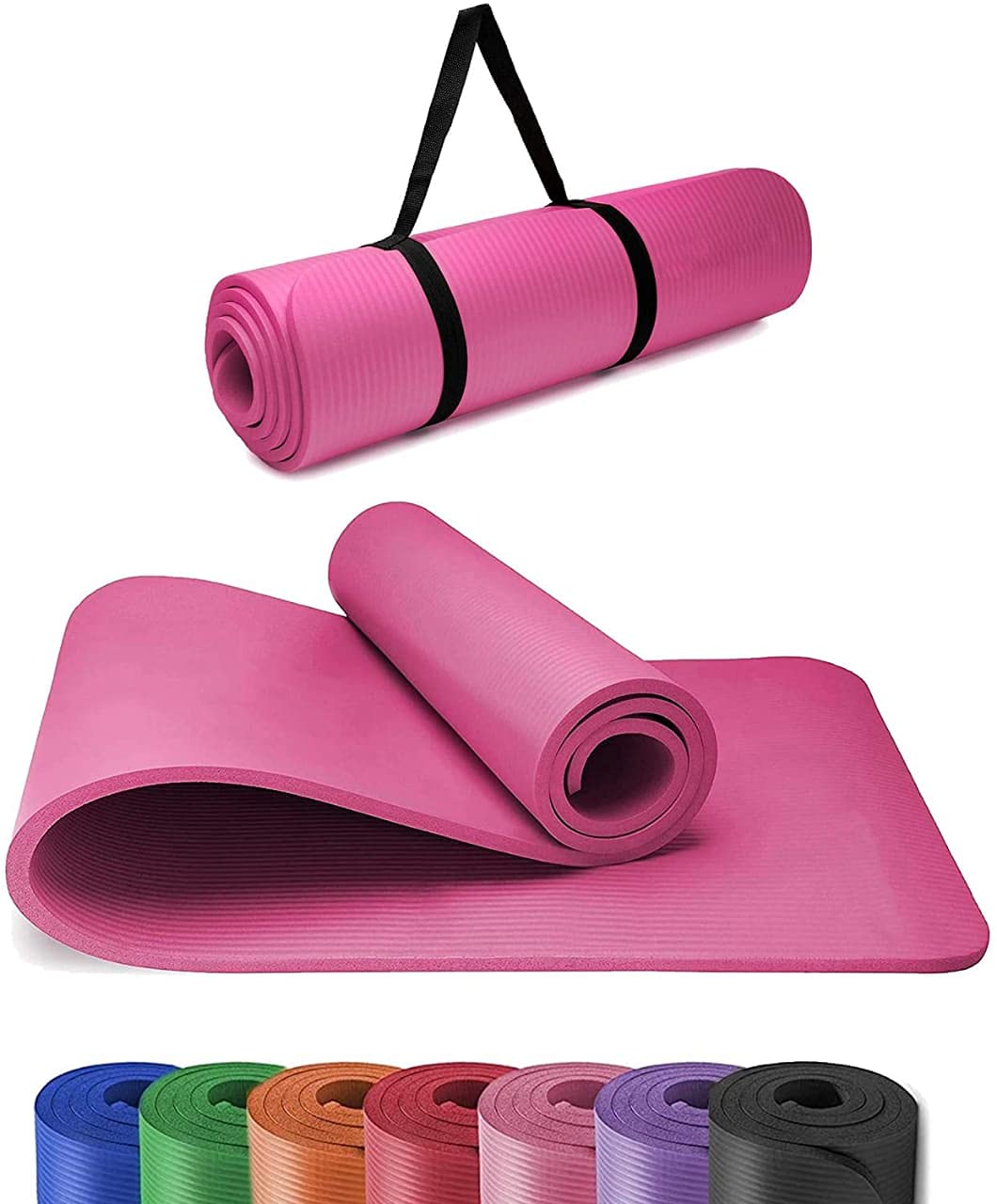 RAXTER Yoga Mat 10mm Thick, Classic Pro Non-Slip NBR for Home and Gym Workout Eco-Friendly for Men and Women's Fitness, Pilates and Gymnastics, Planks & Floor Exercise (Pink)