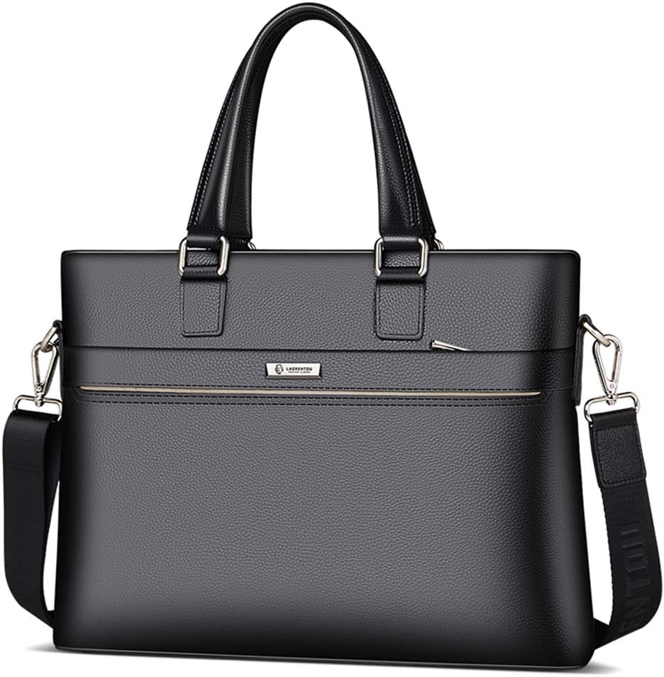 LAORENTOU Men Genuine Leather Briefcases Laptop Handbag