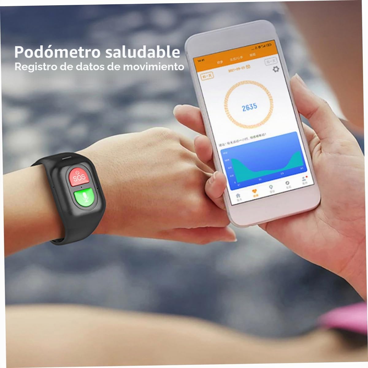 Rastreadores de Actividad física, Pulsera SOS Pulsera de Seguimiento GPS Ubicación Llamada de Emergencia Rastreadores de Actividad física Reloj para Personas Mayores Niños Negro, Seguimiento GPS
