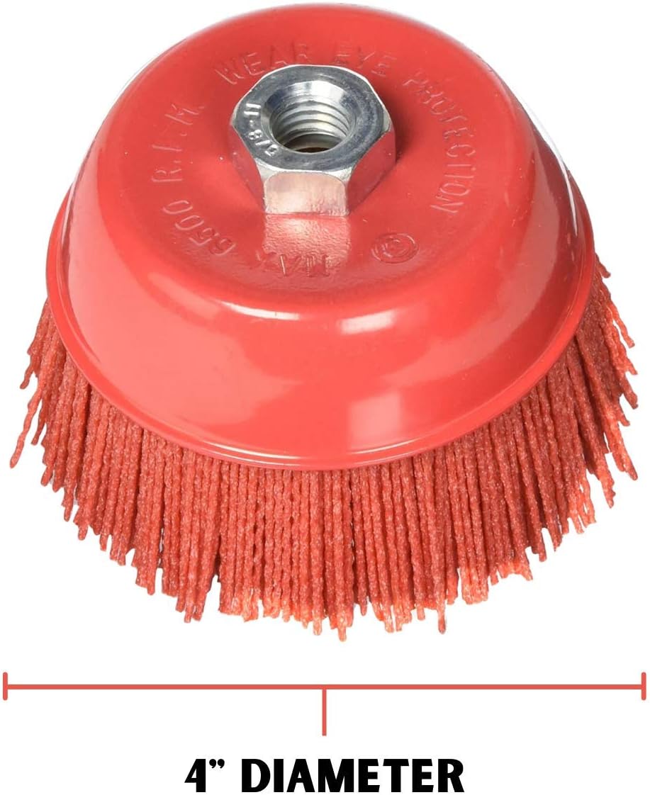 Al's Liner Abrasive 180 Grit Nylon Bristle Cup Brush - 6 Inch - Safe for Use on Metal, Wood, Aluminum and Plastic Surfaces (TOOR6) : Industrial & Scientific