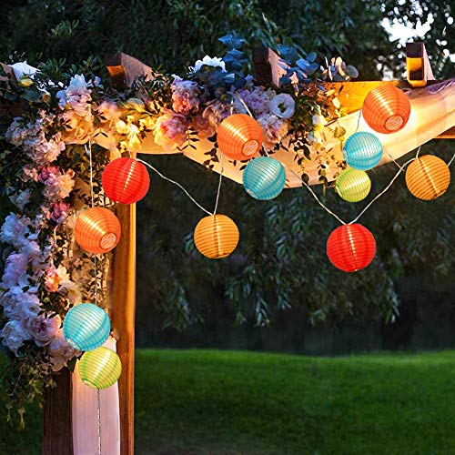 Goothy 8.5Ft Multicolor Lantern String Lights Outdoor Plug In, Connectable Decorative Lights With 10 Mini Colorful Lanterns(Extra 4 Spare Bulb) Hanging Lanterns Lights For Bedroom Bistro Garden Party #TOP4