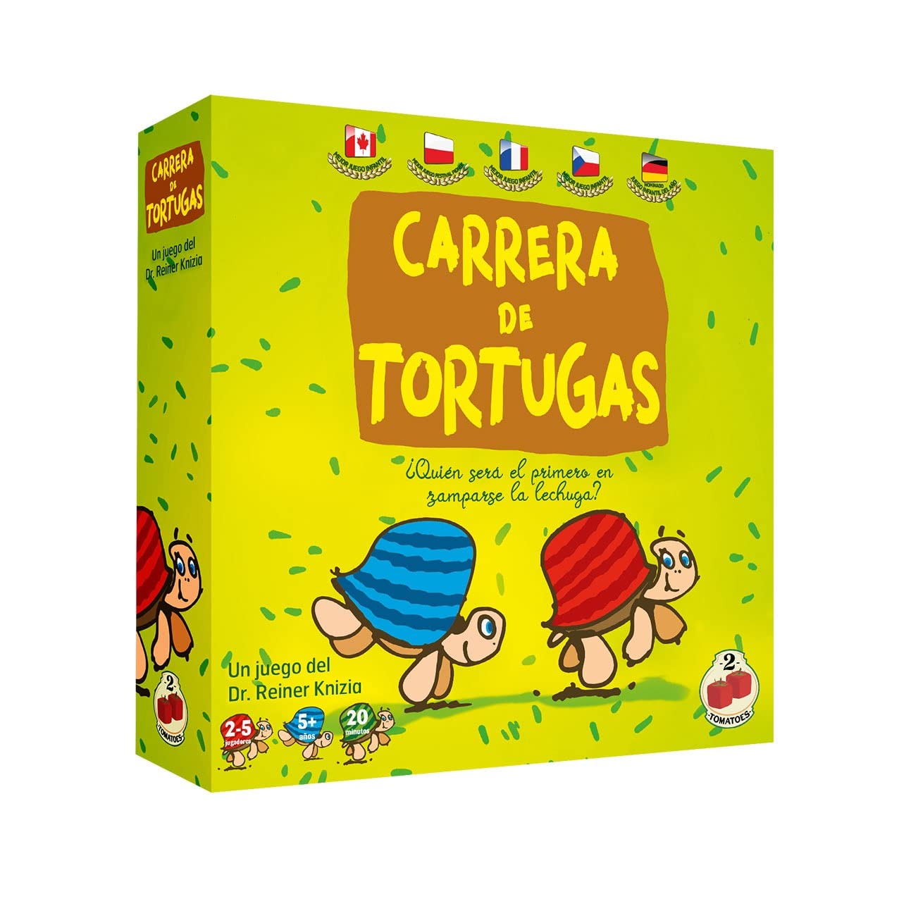 2Tomatoes Games | Carrera de Tortugas | Juego de Mesa Infantil | Estrategia,Astucia y Engaño | Haz que tu Tortuga Llegue la Primera | Emocionante | 2-5 Jugadores | 5 Años | Español | Animales,Carreras