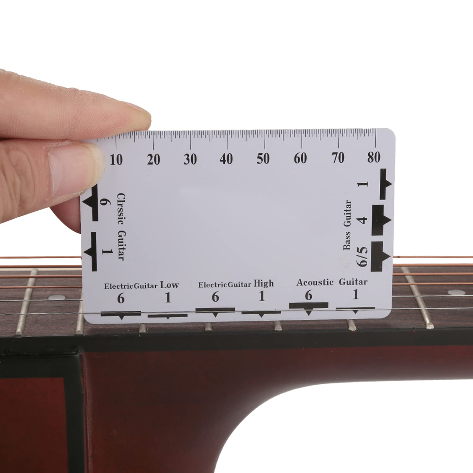 2 szt. Linijka Miernika Akcji Strun, Miernik Wysokości Gitary Zestaw Gitarowy Naprawa Narzędzia Lutniczego do Elektrycznego Basu i Gitary Akustycznej Ukulele Bass Banjo Mandolina