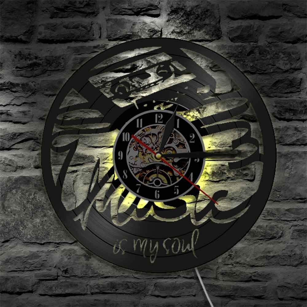 La musica è la mia anima Orologio da parete con disco in vinile Orologio da parete moderno Decorazioni per la casa Orologio muto decorativo unico per gli appassionati di musica Regali originali unic