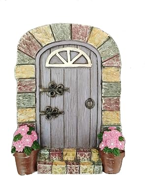 Fairy Doors Outdoor Miniature Fairy Garden Doors for Trees Fairies Door Wall Hanging Garden Ornaments Decor Gifts Tree Decor Ornaments Fairy Gnome Home