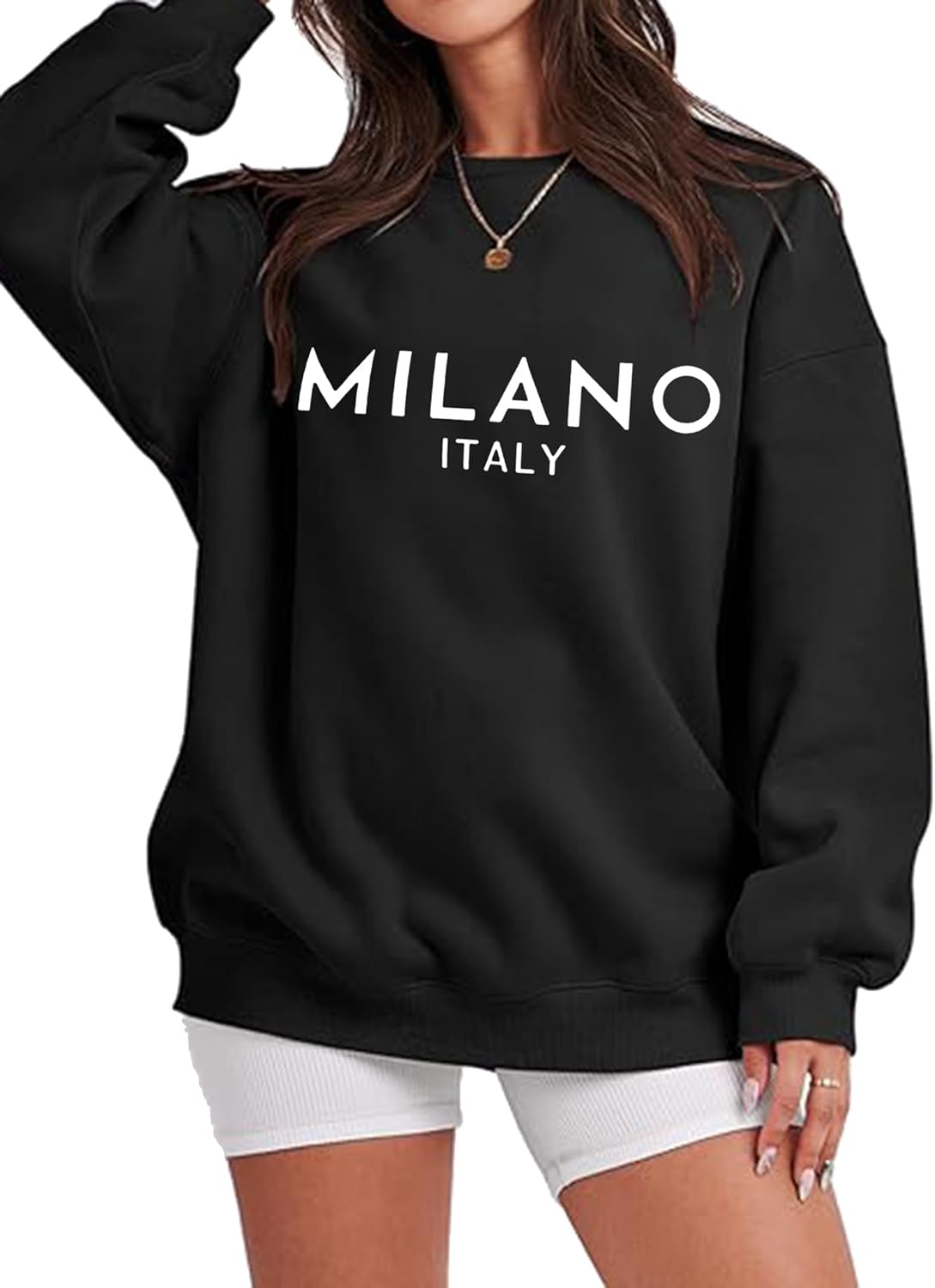 Zoyami Womens Crewneck Oversized Sweatshirt Milano Preppy Graphic Pullover Casual Loose Long-Sleeve Tops - Image 5