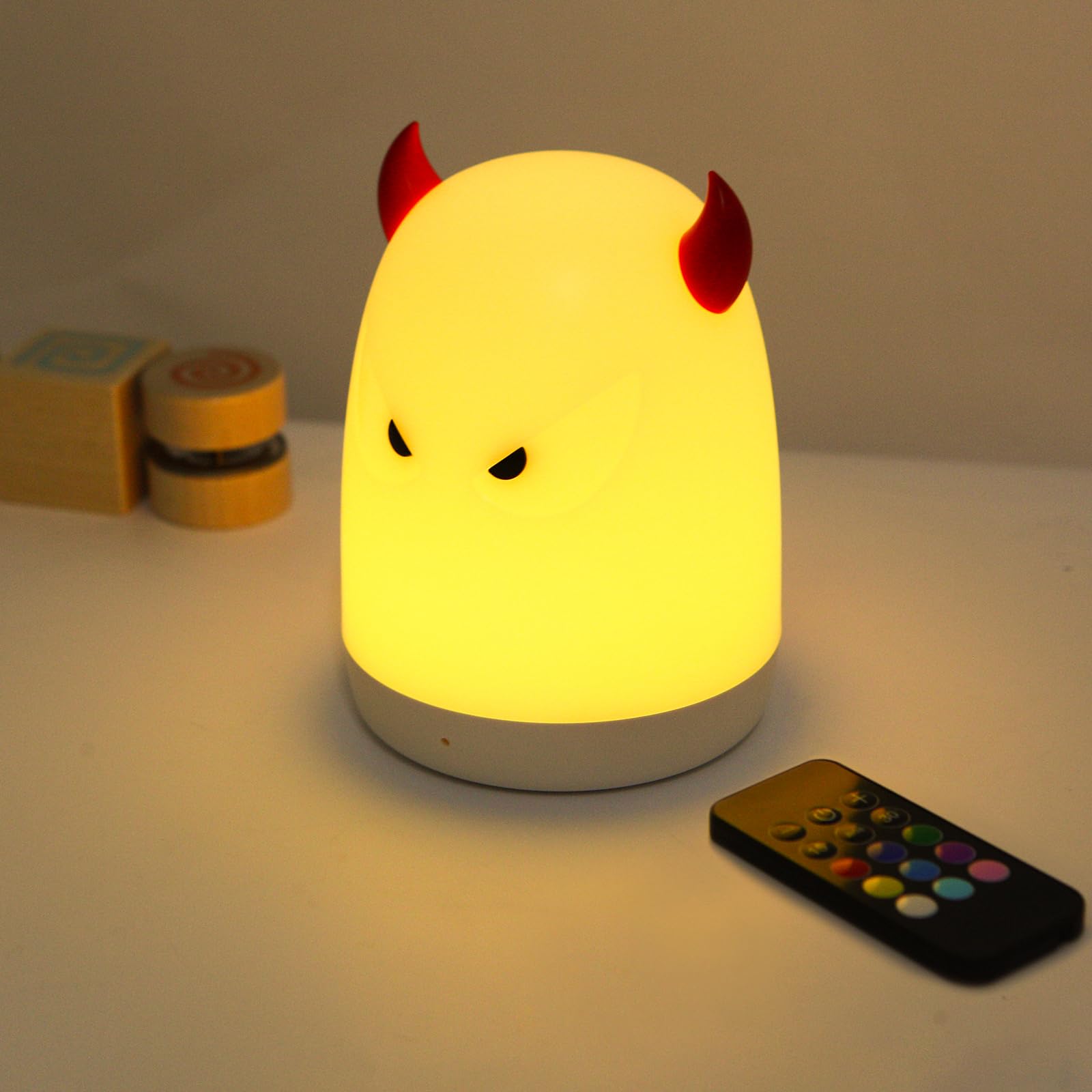 Cute Halloween Baby Monster Night Light for Kids, Halloween Decoration Indoor, Halloween Collection, Nursery Nightlight for Breastfeeding, Multi-Color Bedside Lamp with Remote/Timer.