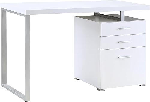 Miniatura 4 de Coaster Home Furnishings Brennan 800325 - Escritorio moderno y contemporáneo de 3 cajones con cajones para computadora, mesa de estudio, archivador