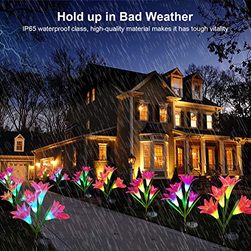 Solar Lawn Light Flower2 Pack（6 Heads） Lily Solar Energy Outdoor Garden Light, Garden Light Outdoor Decoration, Outdoor Light Pile,Solar energyStatue lamp， Garden Stakes Decorative,Lawn Garden，Lily - Thumbnail 7