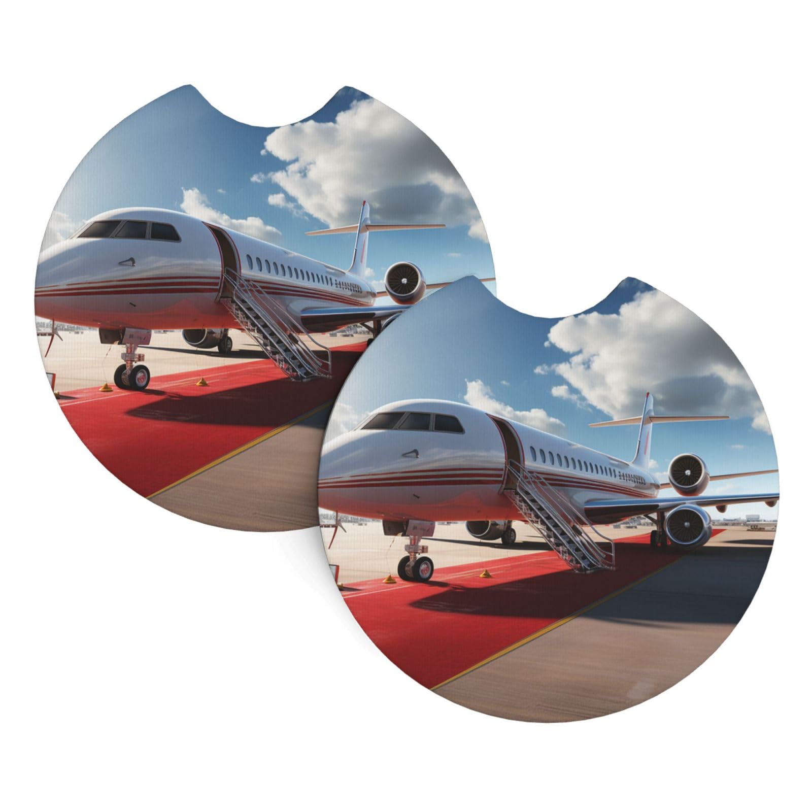 2 Pack Car Coaster for Cup Holders Red Carpet Airplane Car Cup Coaster 2.7" Neoprene Non-Slip Automotive Cup Mat Universal Auto Car Interior Accessories for Women Men Cup Pad