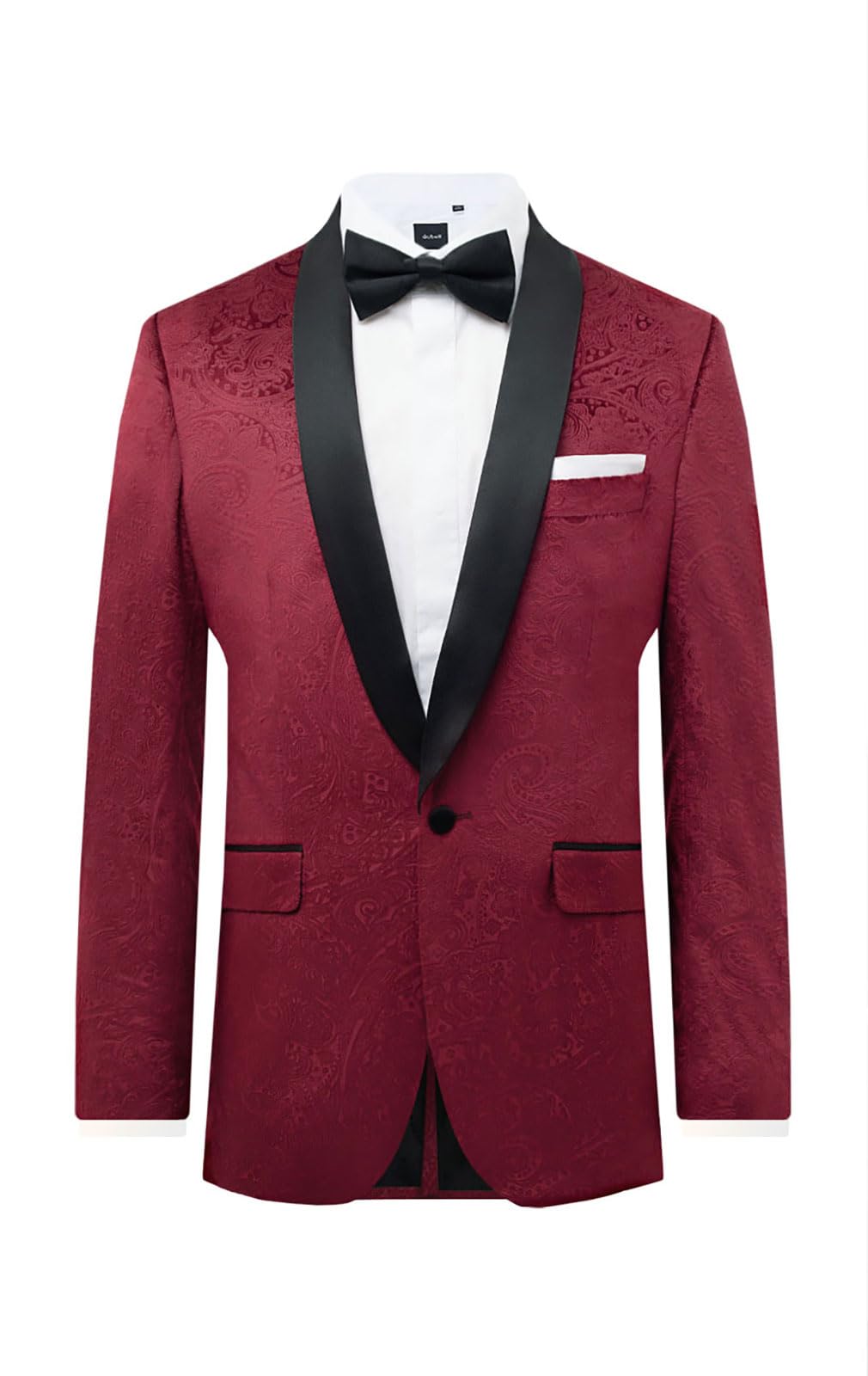 Dobell Men's Burgundy Paisley Velvet Tuxedo Jacket Regular Fit Contrast Shawl Lapel-46R