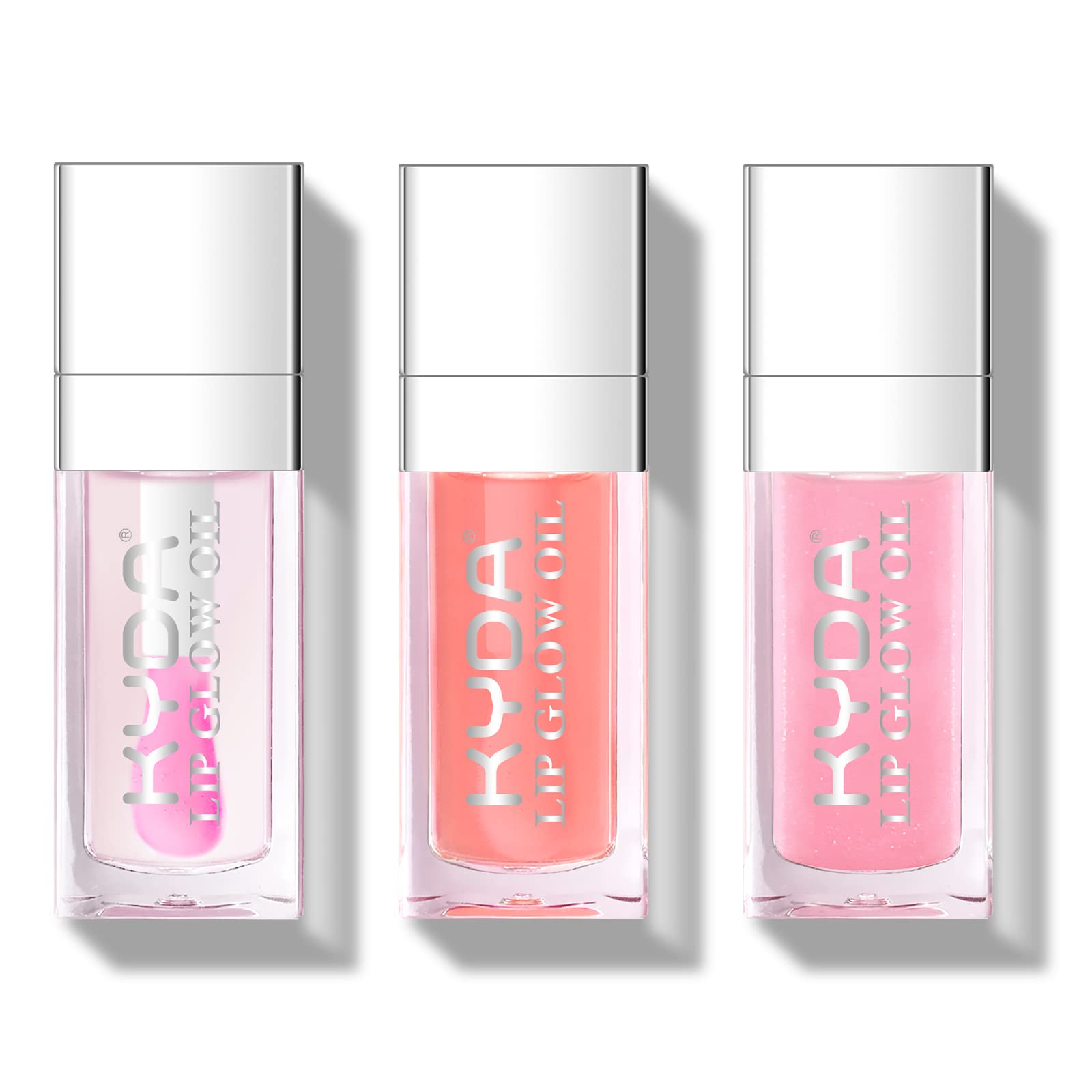 KYDA 3 Colors Hydrating Lip Glow, Moisturizing Lip Oil Gloss Transparent Plumping Lip Gloss, Glow Lip Oil Tinted for Dry Lips, by Ownest Beauty- #000+#001+#002