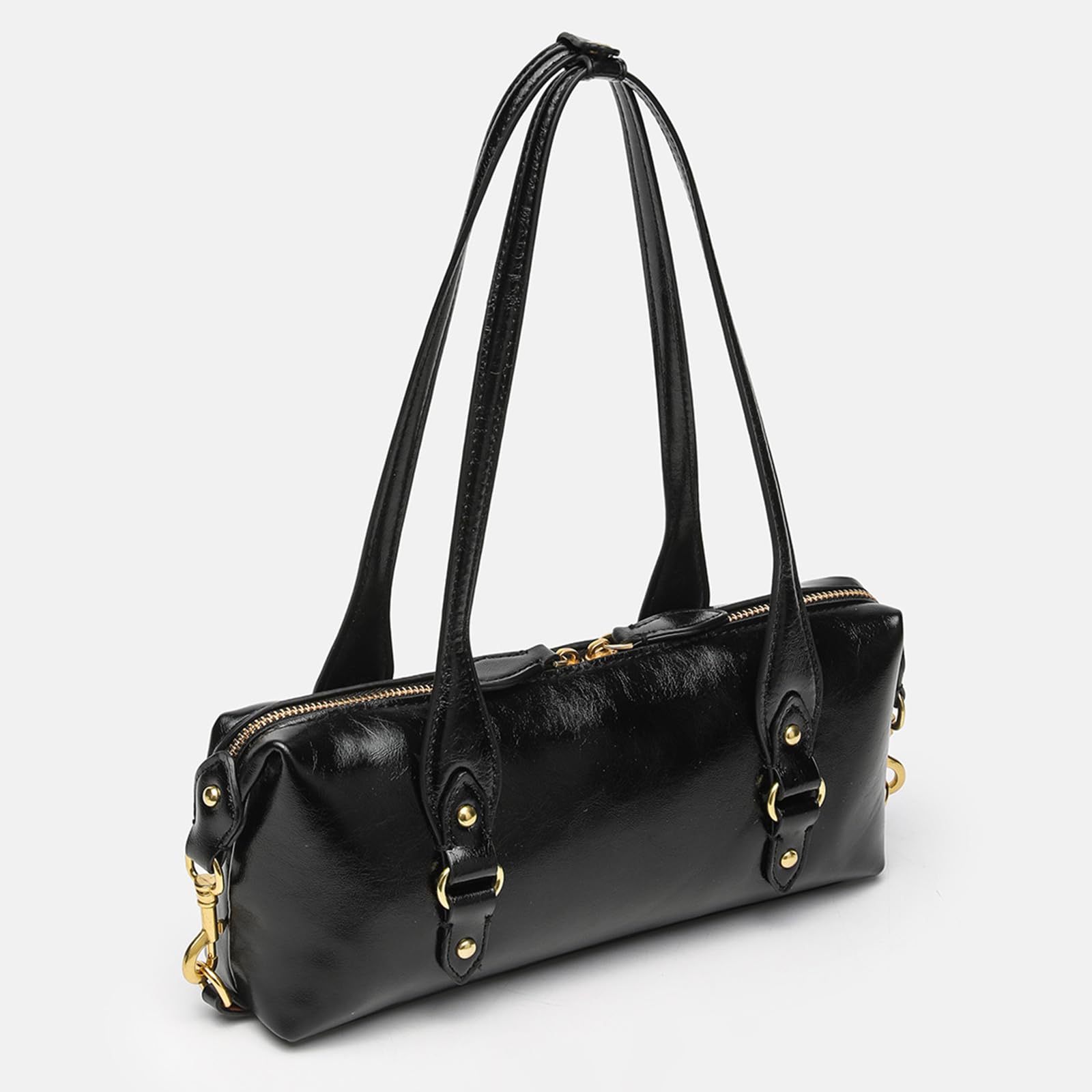 Bolso de mano de piel sintética de gran capacidad para mujer, con asa superior, con cremallera, adecuado para la oficina diaria y salidas