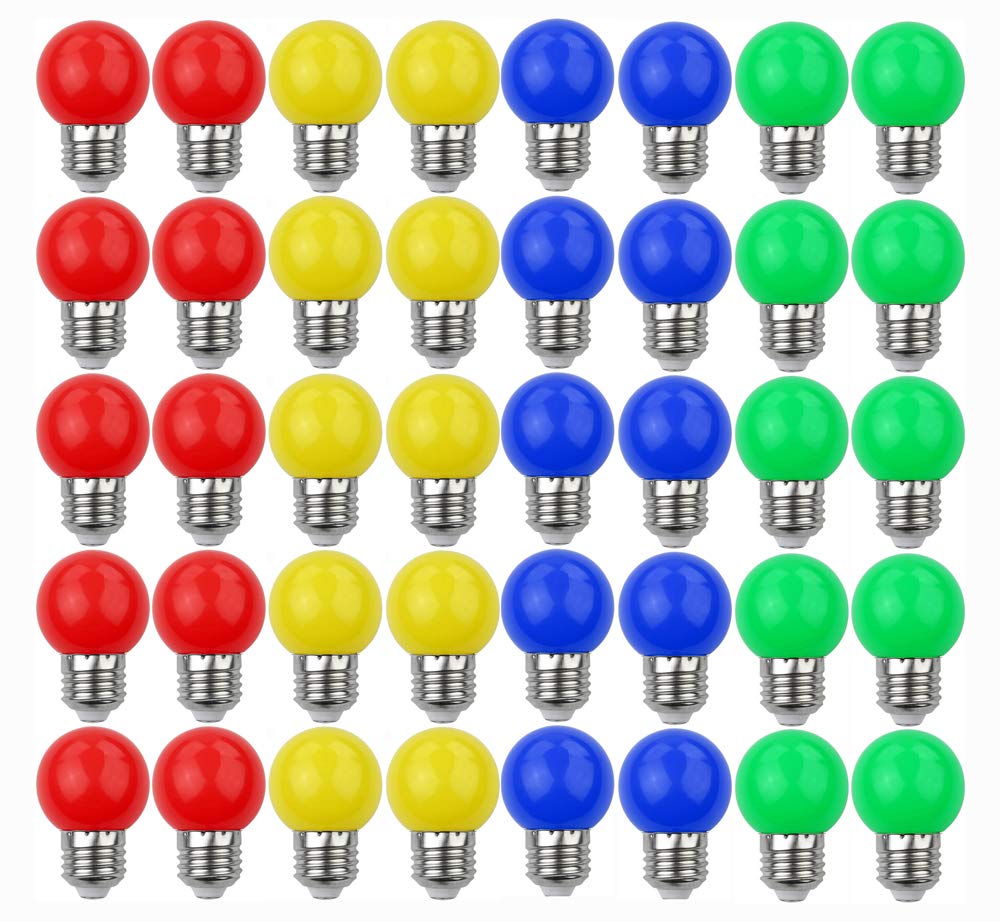 40 Pack - 3W LED Bombillas de Colores E27 Casquillo Gordo 3W 240Lm 220V-240V AC Bombillas LED Multicolor Vistoso LED Lámpara Luz Ambiente para Hogar, Decoración, Bar, Fiesta, KTV