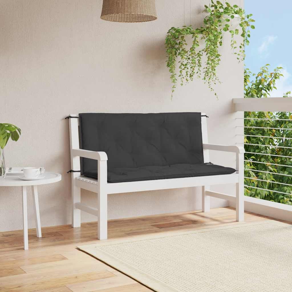Garden Bench Cushion Set of 2 Black Oxford Fabric, 100% Polyester,Modern Garden Bench Cushion Comfortable and Stylish for Indoor/Outdoor Use Furniture Accessories