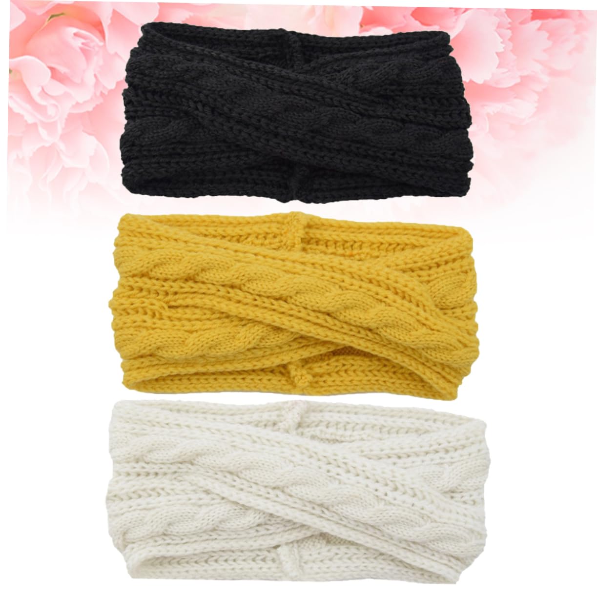 FRCOLOR 6pezzi Fasce Per Lana Tricotata Di Cerchietti Incrociati Nero Bianco e Giallo Per Donne Accessori Versatili Per Acconciature e Benessere Per Trucco e Spa