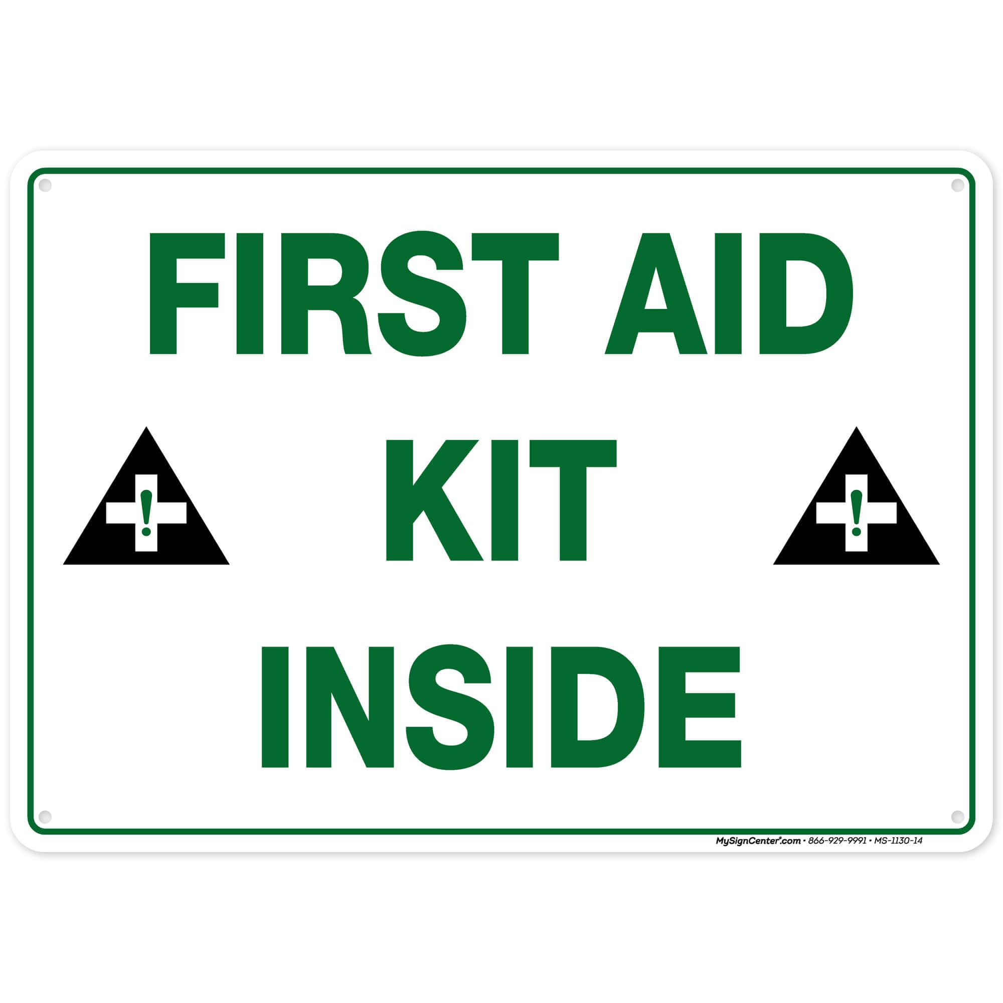 First Aid Kit Inside Sign, 10x14 Inches, 55 mil thick HDPE (high density