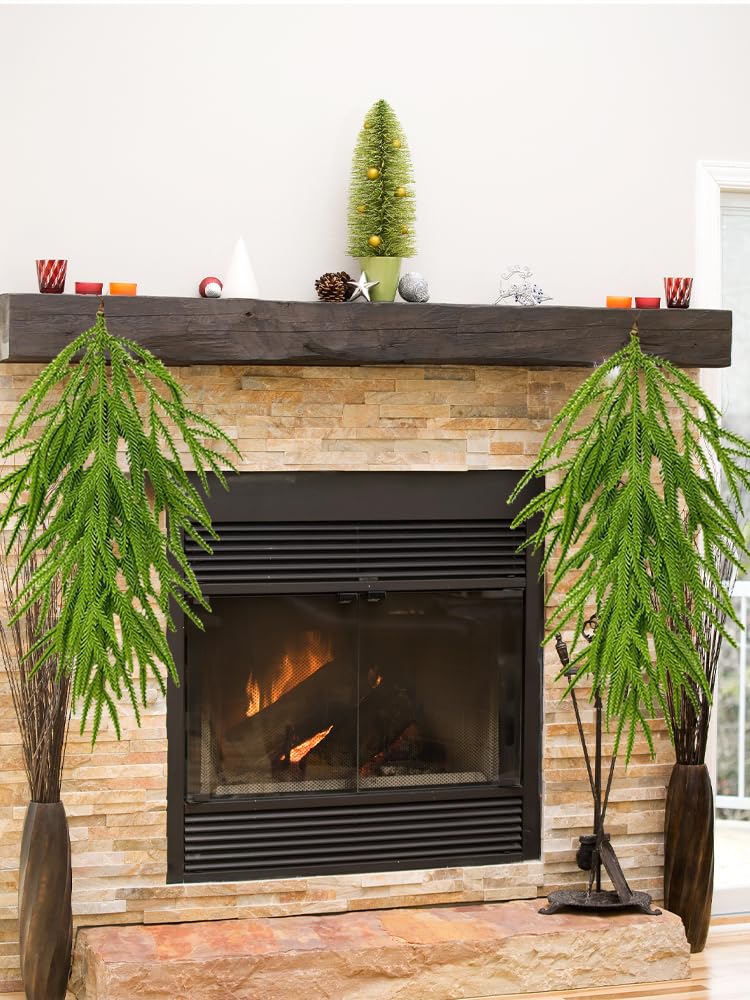 IUIBMI 2 Pcs Artificial Christmas Norfolk Teardrop Swag 26 inch Rustic Pine Needles Teardrop Door Swag Christmas Greenery Hanging Garland for Xmas Holiday Door Home Decor