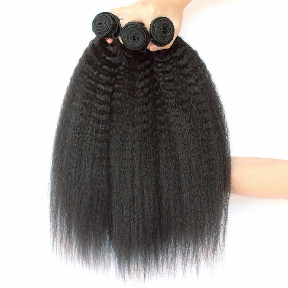 Cabello Natural Humano pelo humano natural brasileña yaki cabello humano Color negro natural natural kinky straight Human hair Bundles for women Total 300g 18 18 18 pulgadas