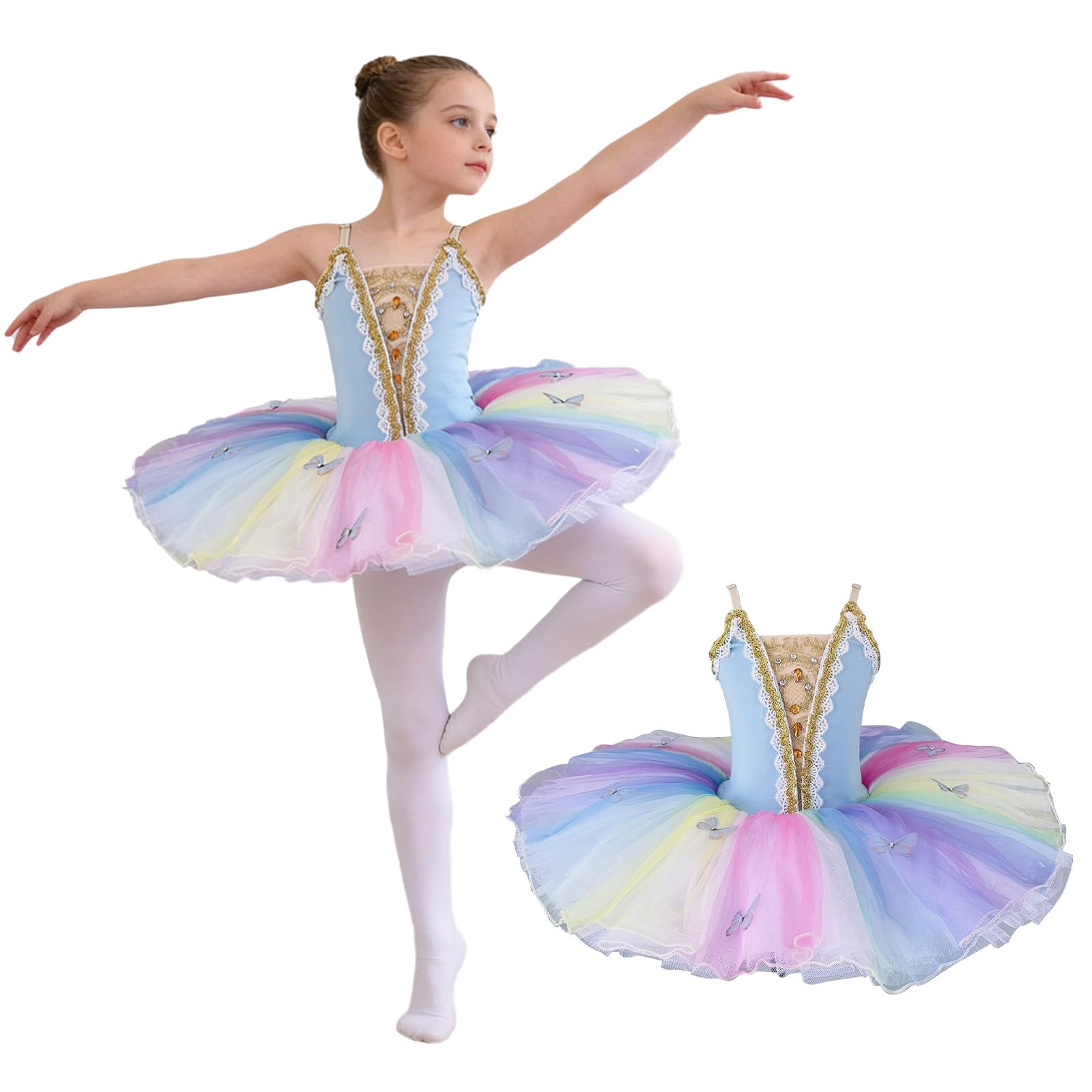 inlzdz Niños Maillot De Ballet Vestido Tutu Bailarina Body Clásico Patinaje Artístico Competición